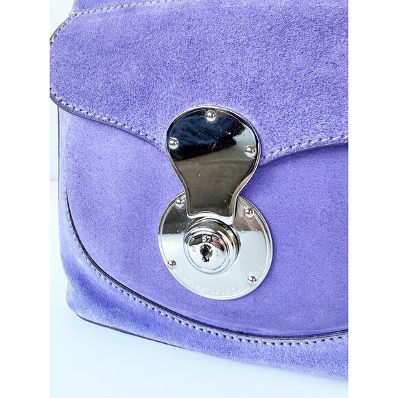 Ralph Lauren Ricky Suede Drawstring Bucket Bag Lavender Purple - Picture 2 of 16